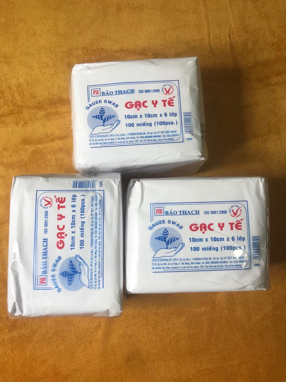 Gạc y tế bảo thạch ( 1 bịch 100 miếng 10cm x 10cm x 6 lớp)