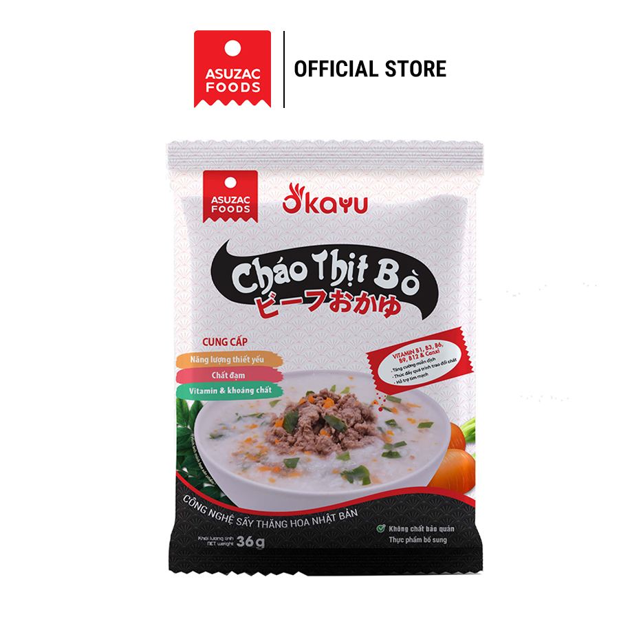 Cháo thịt bò Asuzac Combo 10 gói (36g x 10 gói)