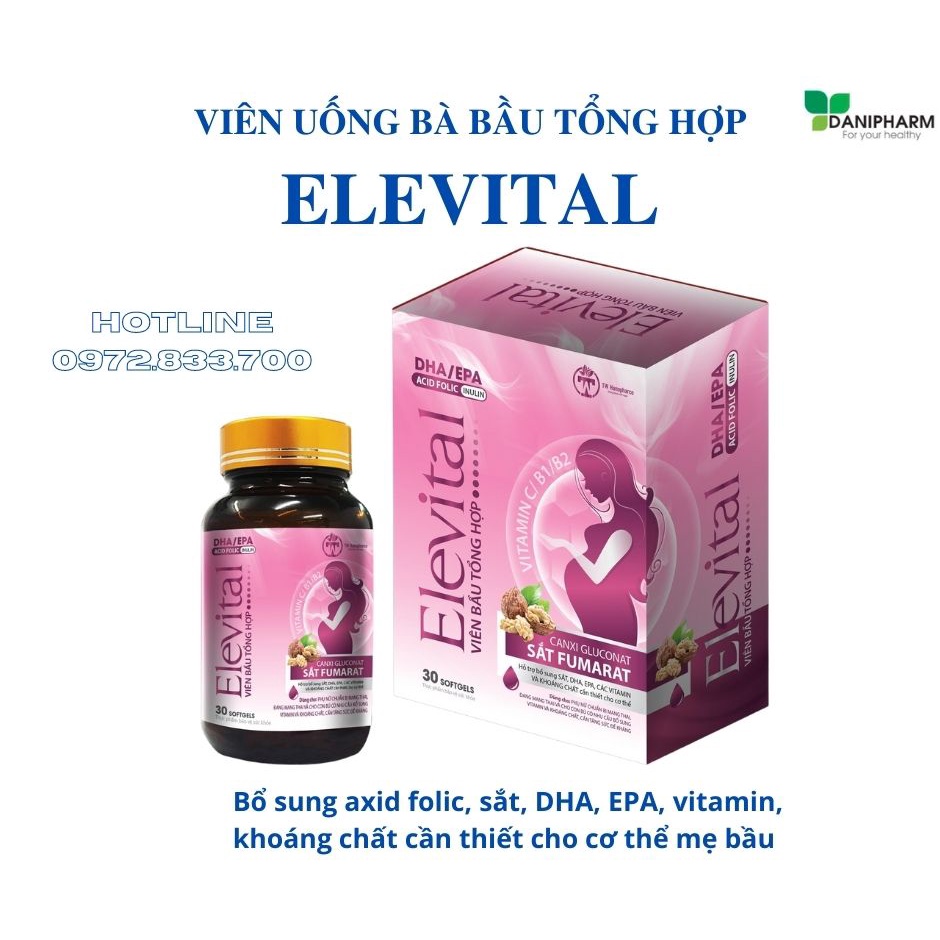 Viên uống bà bầu tổng hợp ELEVITAL, bô sung DHA, sắt, axit folic và các vitamin khoáng chất cần thiết ( hộp 30 viên)
