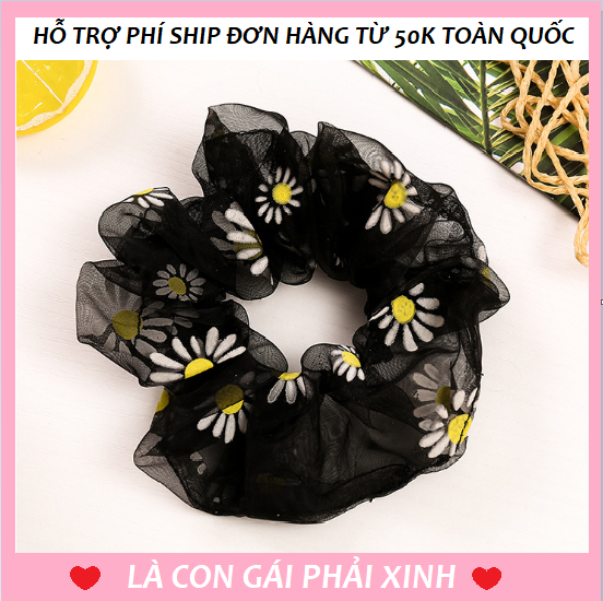 [HCM]Cột tóc Scrunchies Hoa Cúc Họa Mi dây buộc tóc Hoa Cúc dây cột tóc SCRUNCHIES Vải Voan Hoa cúc Họa mi Hàn Quốc dây buộc tóc giá rẻ dễ thương đồ cột tóc scrunchies thun buộc tóc đồ cột tóc nữ