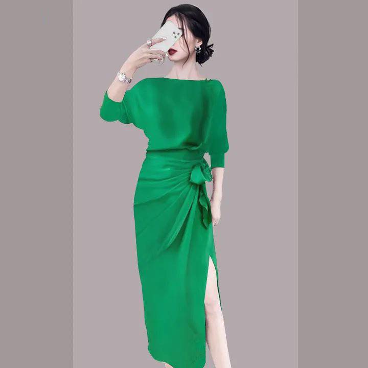 [HCM]Đầm cổ thuyền nơ sang trọng