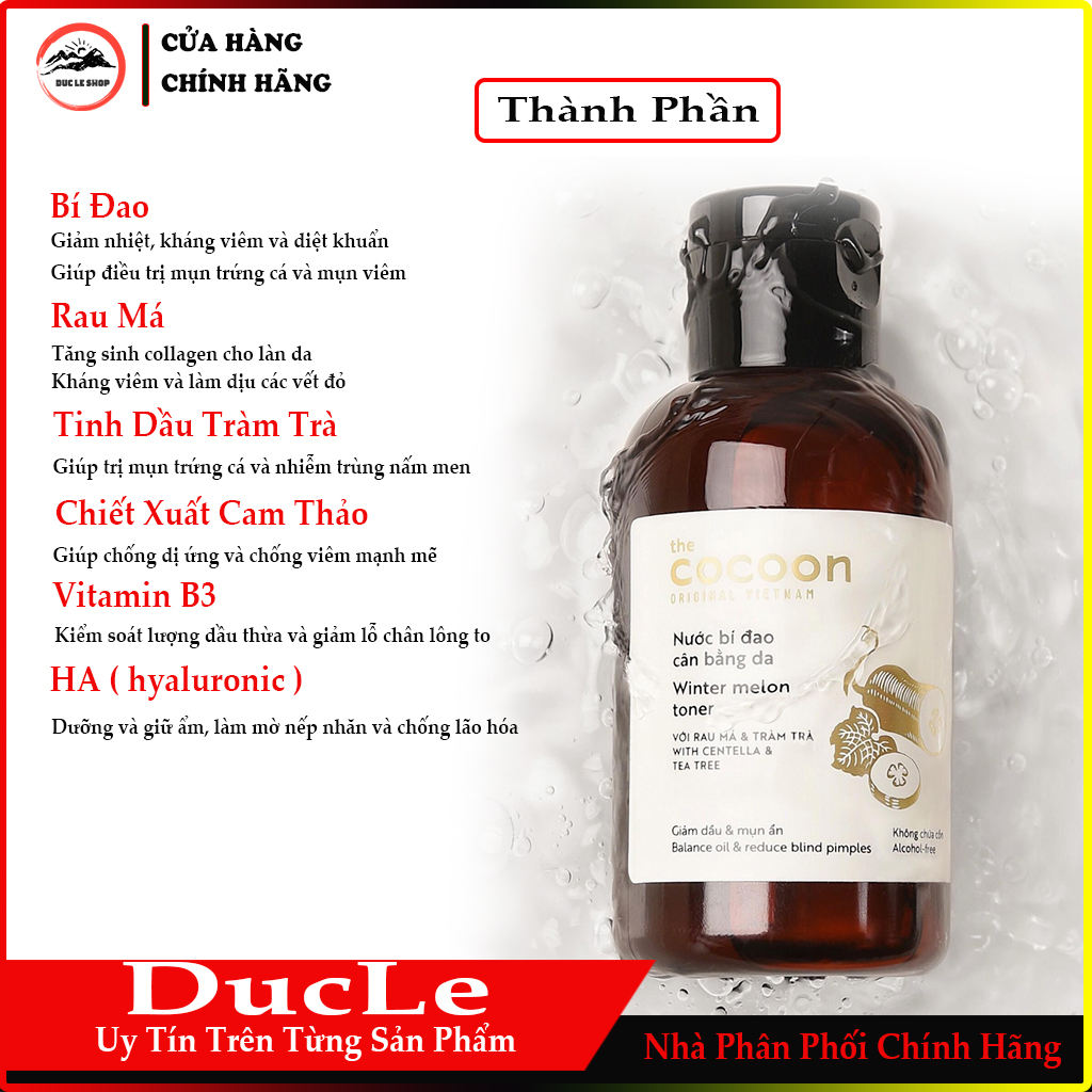 [HCM]Nước bí đao cân bằng da COCOON (Winter melon toner) 140ml