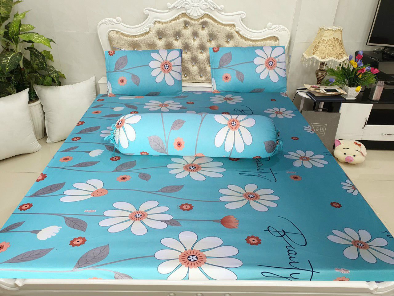 GA THUN HÀN QUỐC 4 MÓN(GA + 1 VỎ GỐI ÔM + 2 VỎ GỐI NẰM)