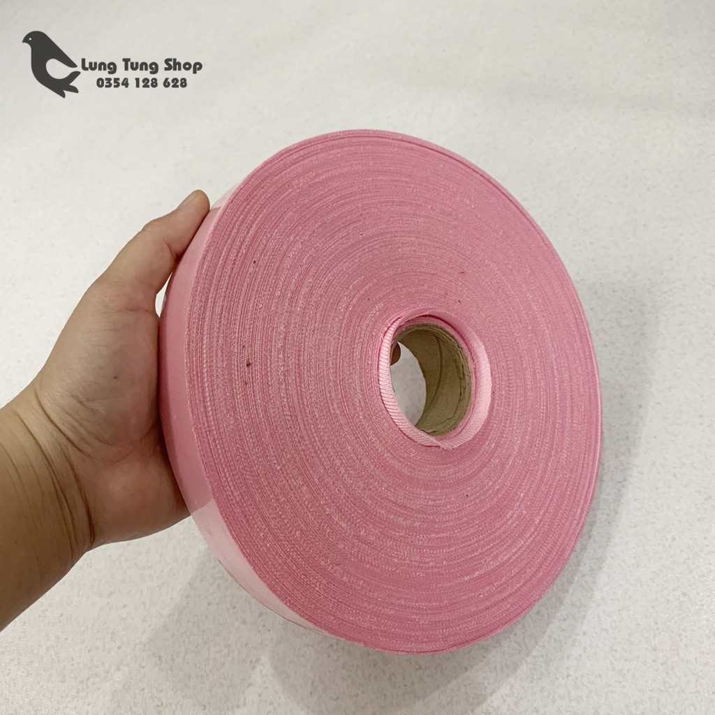 Cuộn dây vải may viền cắt sẵn màu hồng ( cuộn 100 mét )