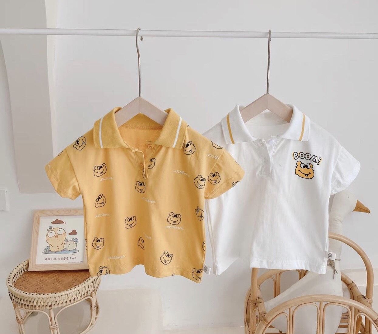 Áo bé trai/Áo thun Polo có cổ chất cotton QC