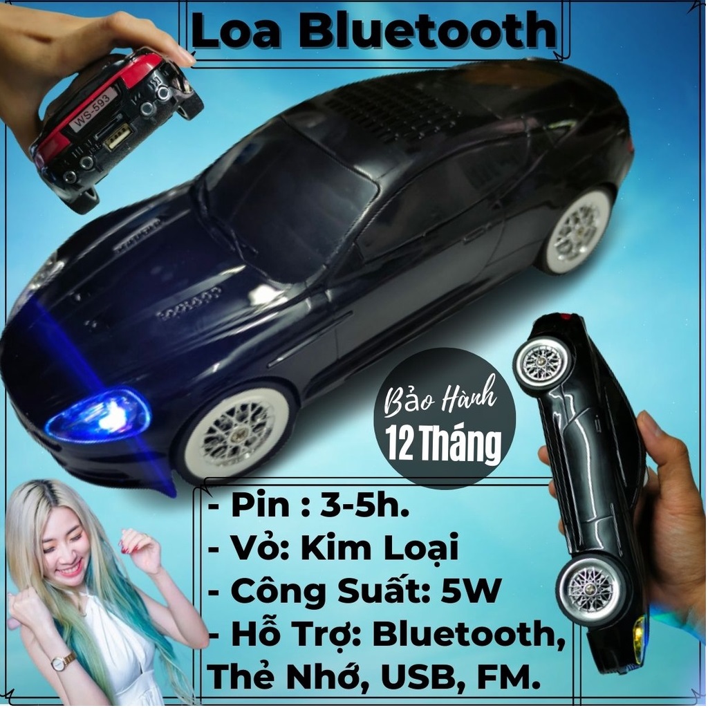 Loa Bluetooth Mini Hình Ô Tô WS-593 Nghe Nhạc Cực Hay, Âm Bass Mạnh Mẽ, Tạo Không Gian Rung Đập, Dồn Dập Với Loa 5W Tích Hợp, Đèn Led Nháy Đẹp Mắt, Hỗ Trợ Thẻ Nhớ, USB, FM. Mẫu Hot Hiện Nay.