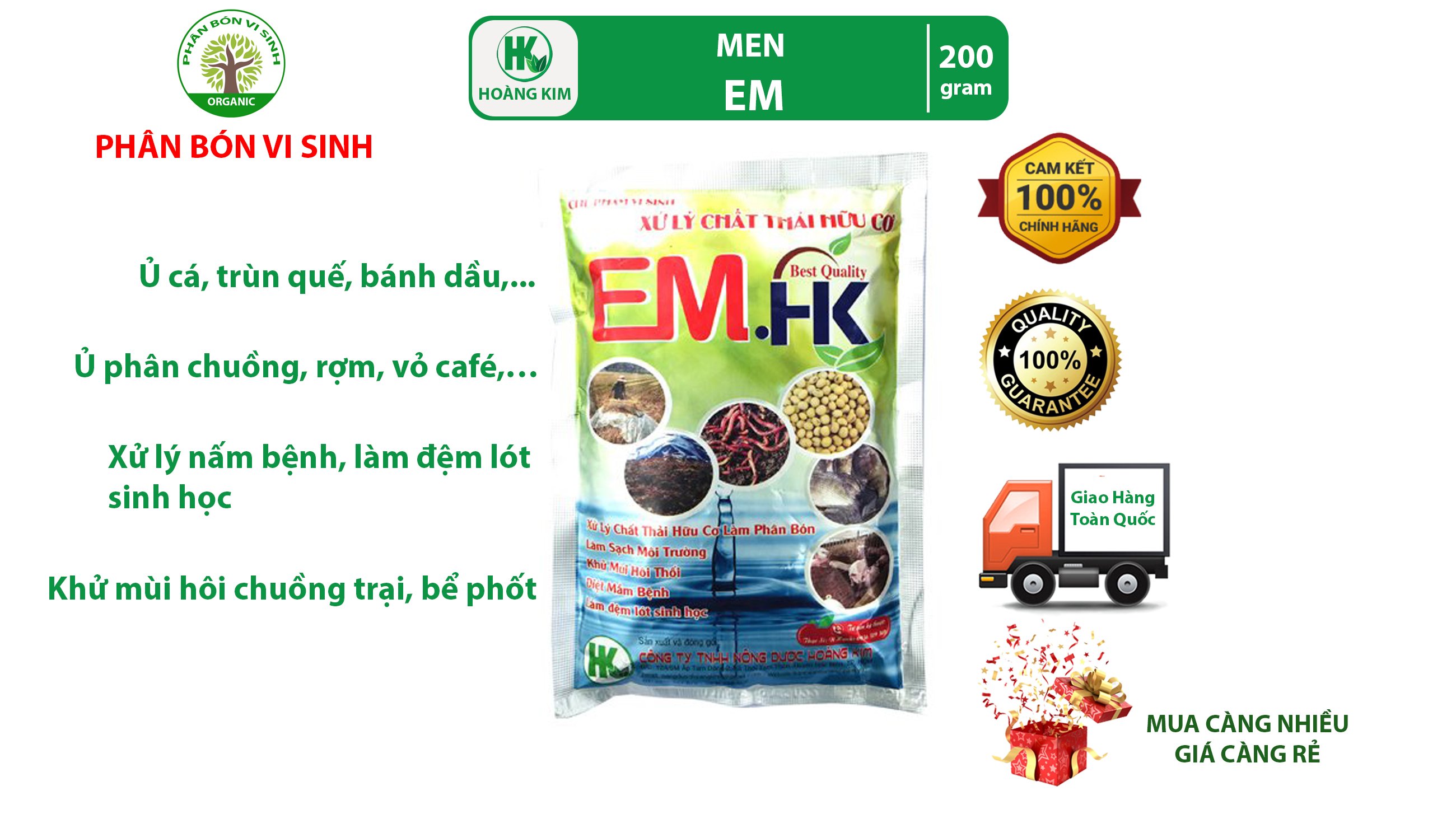 Men ủ vi sinh em/chế phẩm hữu cơ vi sinh em/em/men em _ 200g