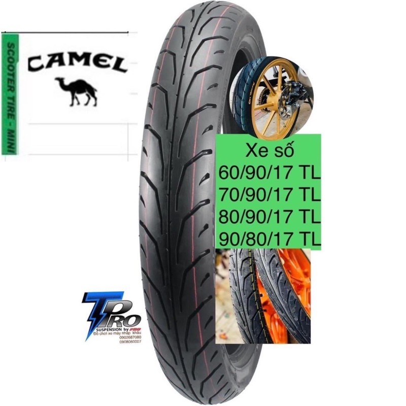 [HCM]Vỏ lốp xe máy CAMEL dunlop thái 60-70-80-90 17inches Ko dùng ruột CAMEL CMI _ cameltire