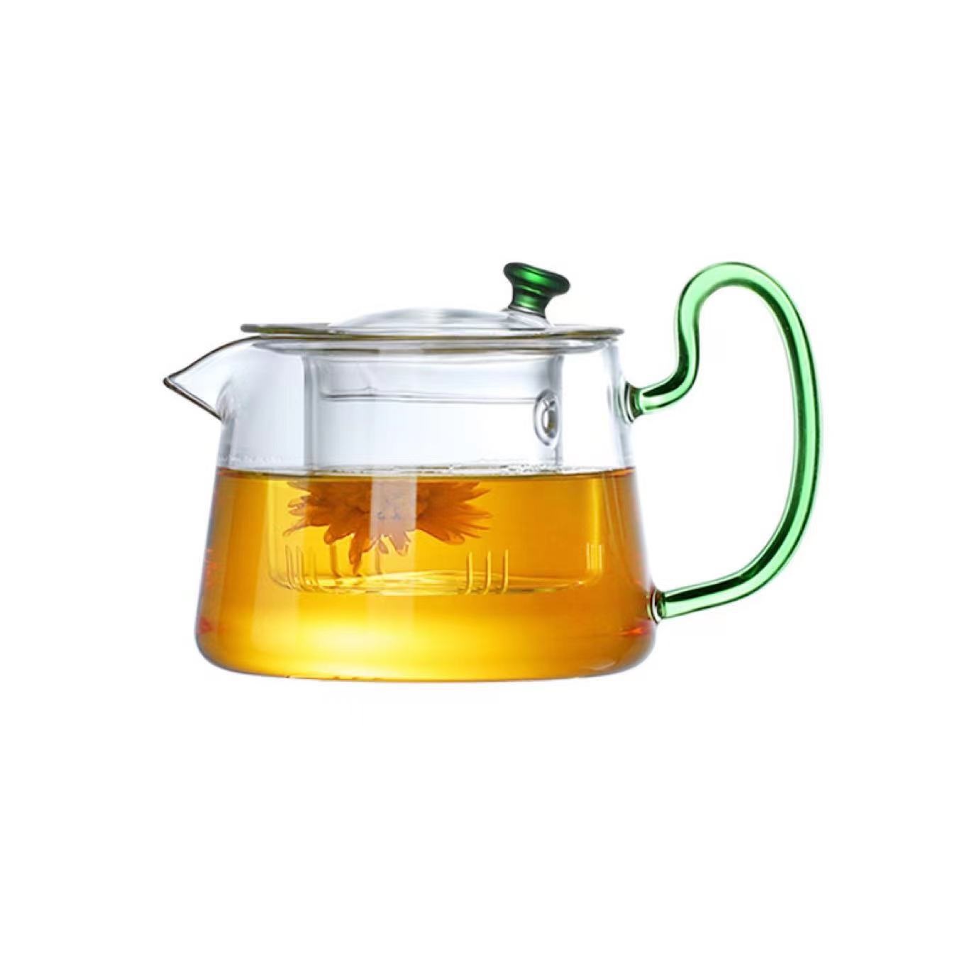 Ấm pha trà thủy tinh có lõi lọc quai hổ phách - 580ml