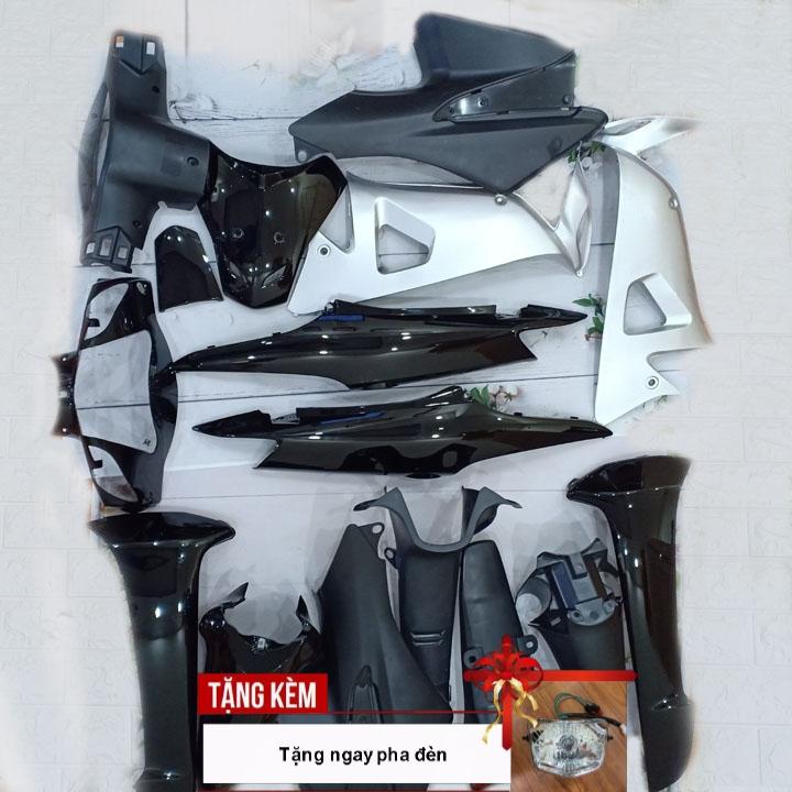 TẶNG KÈM CHIẾC PHA ĐÈN BÓNG THƯỜNG SIÊU SÁNG - có TẶNG BỘ TEM 3 lớp xịn. - [TẶNG TEM] Bộ Dàn áo nhựa xe Wave Alpha , Wave RS , Wave S100 nhựa ABS nguyên sinh màu ĐEN -