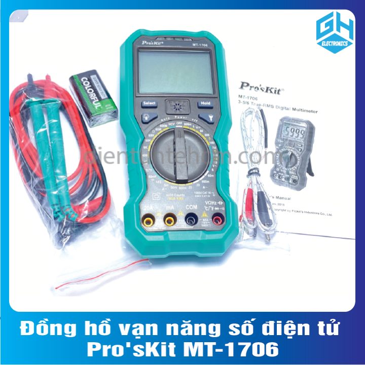 Pro'skit mt-1706 đồng hồ vạn năng số điện tử 3-5/6 true rms full chức năng