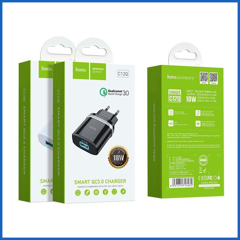 Củ Sạc Nhanh 18W hoco. C12Q BH 12 Tháng