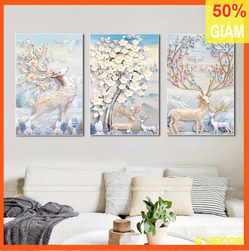 Tranh Treo Tường 3 Bức Cao Cấp Phong Cách Scandinavian Hiện Đại - Bắc Âu ND23A