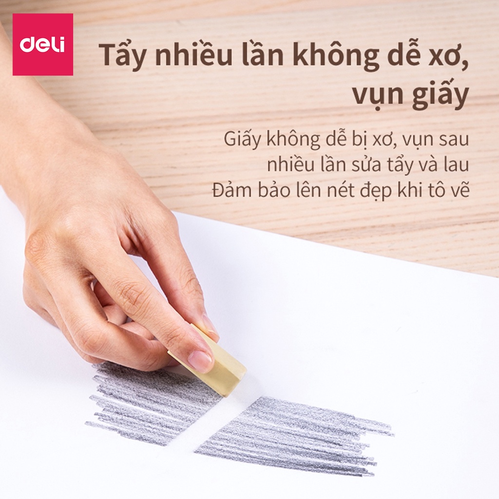 Sổ vẽ phác thảo siêu dày 40/ 60 trang Deli - Giấy định lượng 110gsm / 160gsm - Gáy lò xo - Khổ dọc A4 - 73357 / 73634