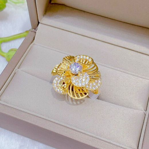 Crystal Rhinestone rings women's Diamond Sterling Gold Ring fashion luxury beautiful ring 24K Super gold ring-Gado n009 jewelry-Lifetime Warranty
