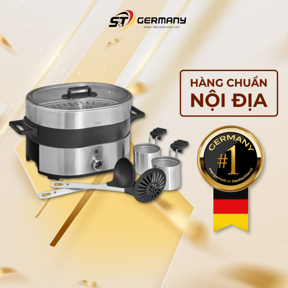 Nồi lẩu hấp nội địa đức cao cấp wmf lono hot pot & steam, chất liệu thép không gỉ, công suất lớn germanysnt 0260022