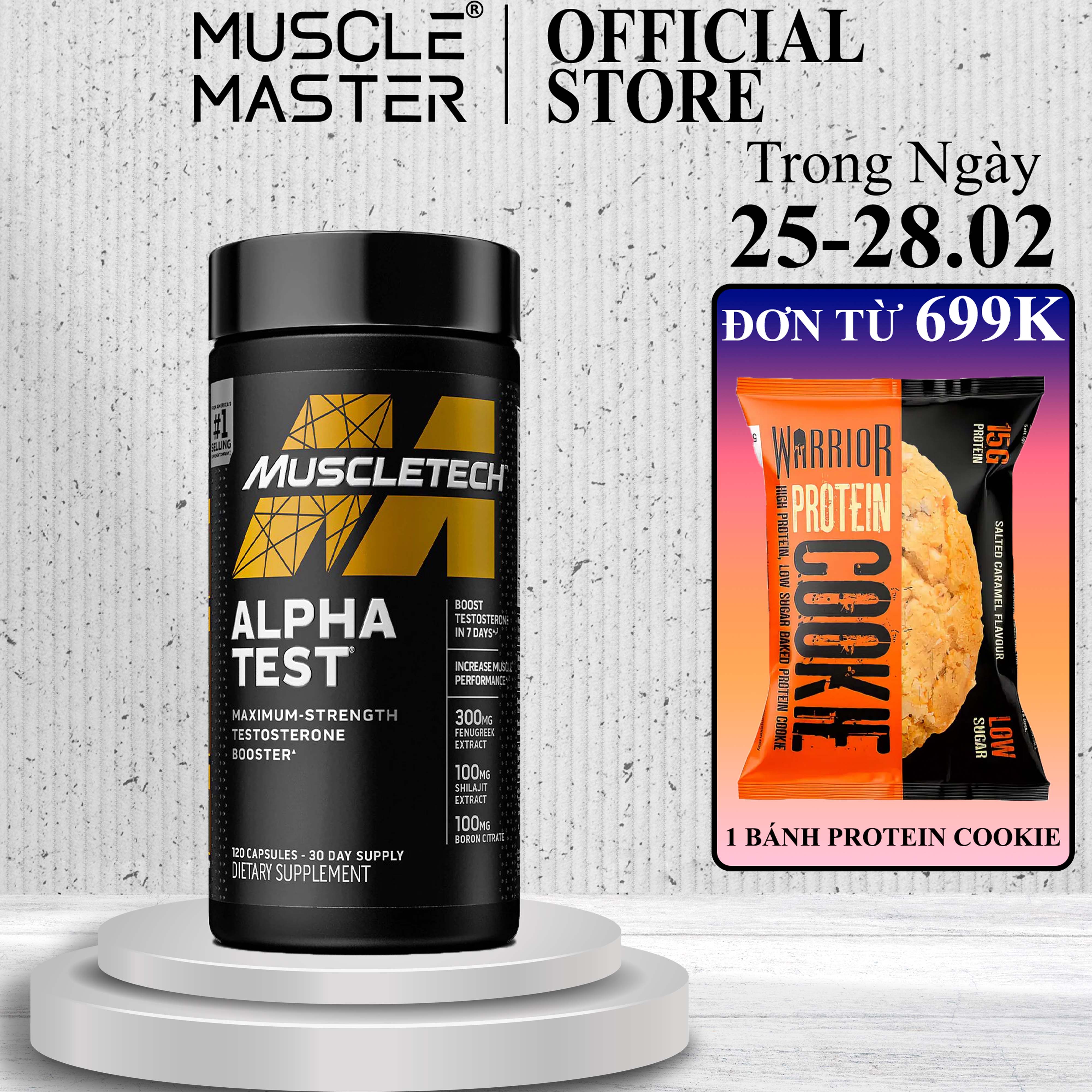 Thực phẩm bổ sung tăng test mạnh muscletech alpha test 120 viên