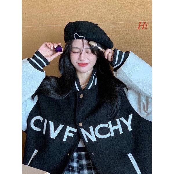 Áo khoác nỉ bomber phối tay CIVF