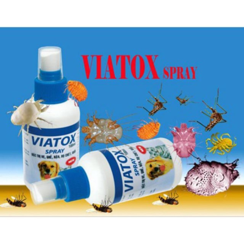 VIATOX SPRAY 100ml ĐẶT TRỊ VE, GHẺ, RẬN, BÒ CHÉT, RUỒI CHO CHÓ MÈO