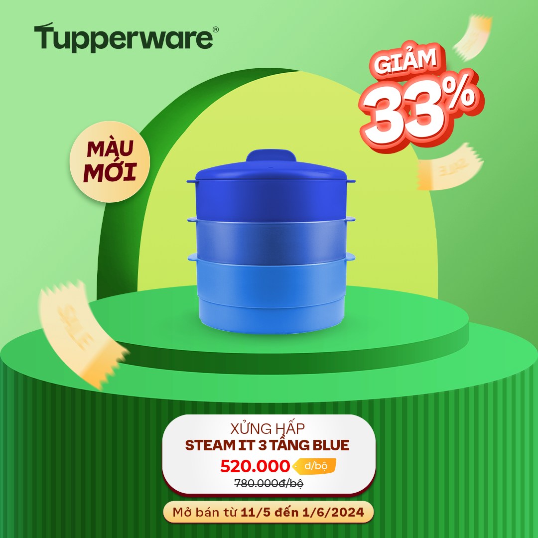 Xửng Hấp Tupperware Steam It 3 Tầng