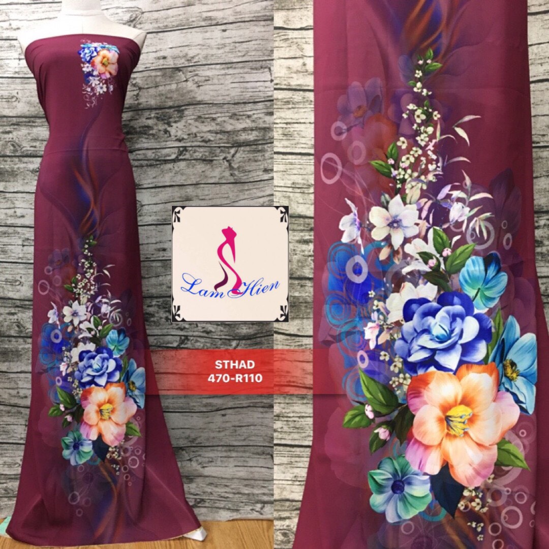 Vải áo dài tằm ý bông in