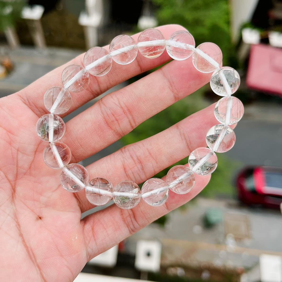 VÒNG TAY THẠCH ANH TÓC BẠCH KIM