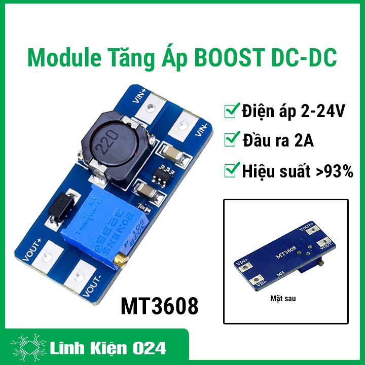 Module tăng áp boost dc-dc 2-24vdc 2a mt3608