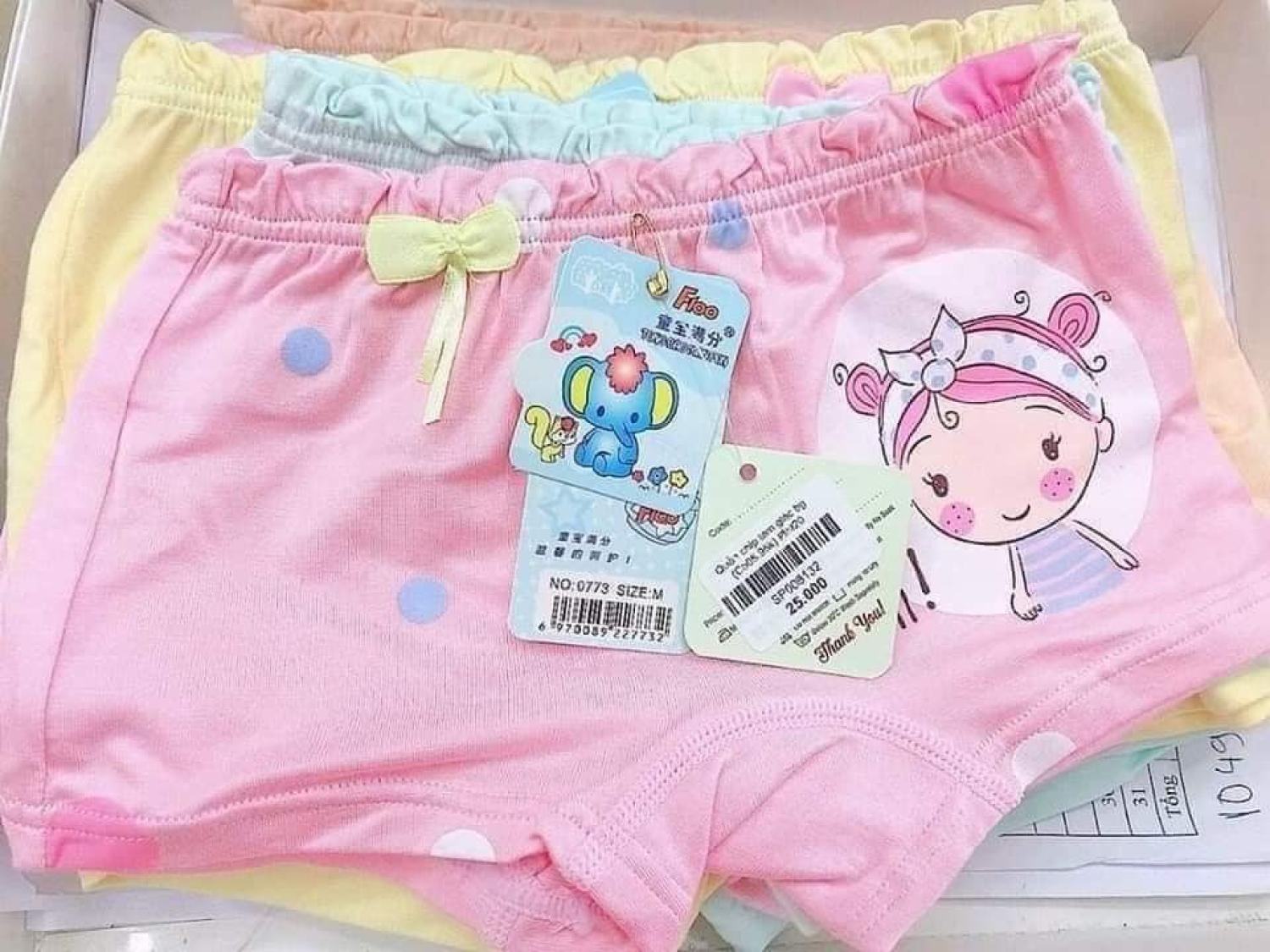 size từ 5-30 kg, Combo 5 Quần chip đùi cotton cô gái siêu mềm mịn cho bé -Quần chíp(lót) đùi in hình công chúa, hoạt hình