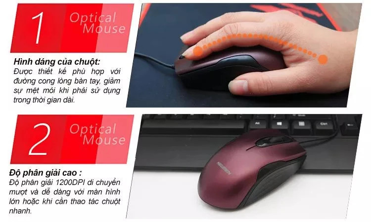 Mouse Newmen M266 1200DPI USB Gaming Chính Hãng