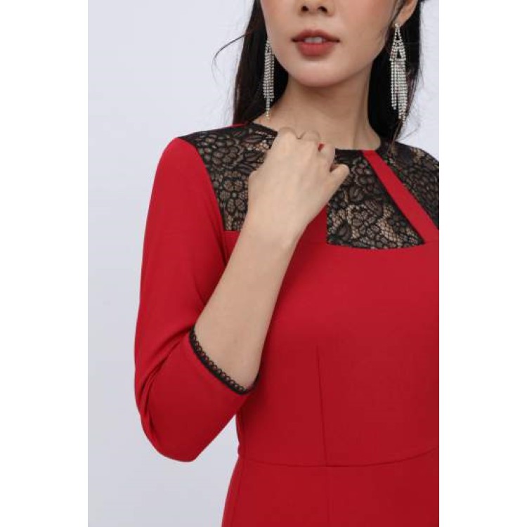 Đầm dài tay phối ren HeraDG - WDC18101