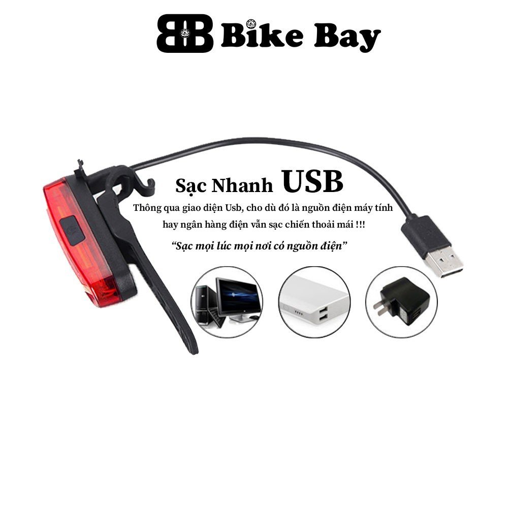 Đèn hậu xe đạp, đèn hậu 6 chế độ 600 MAH