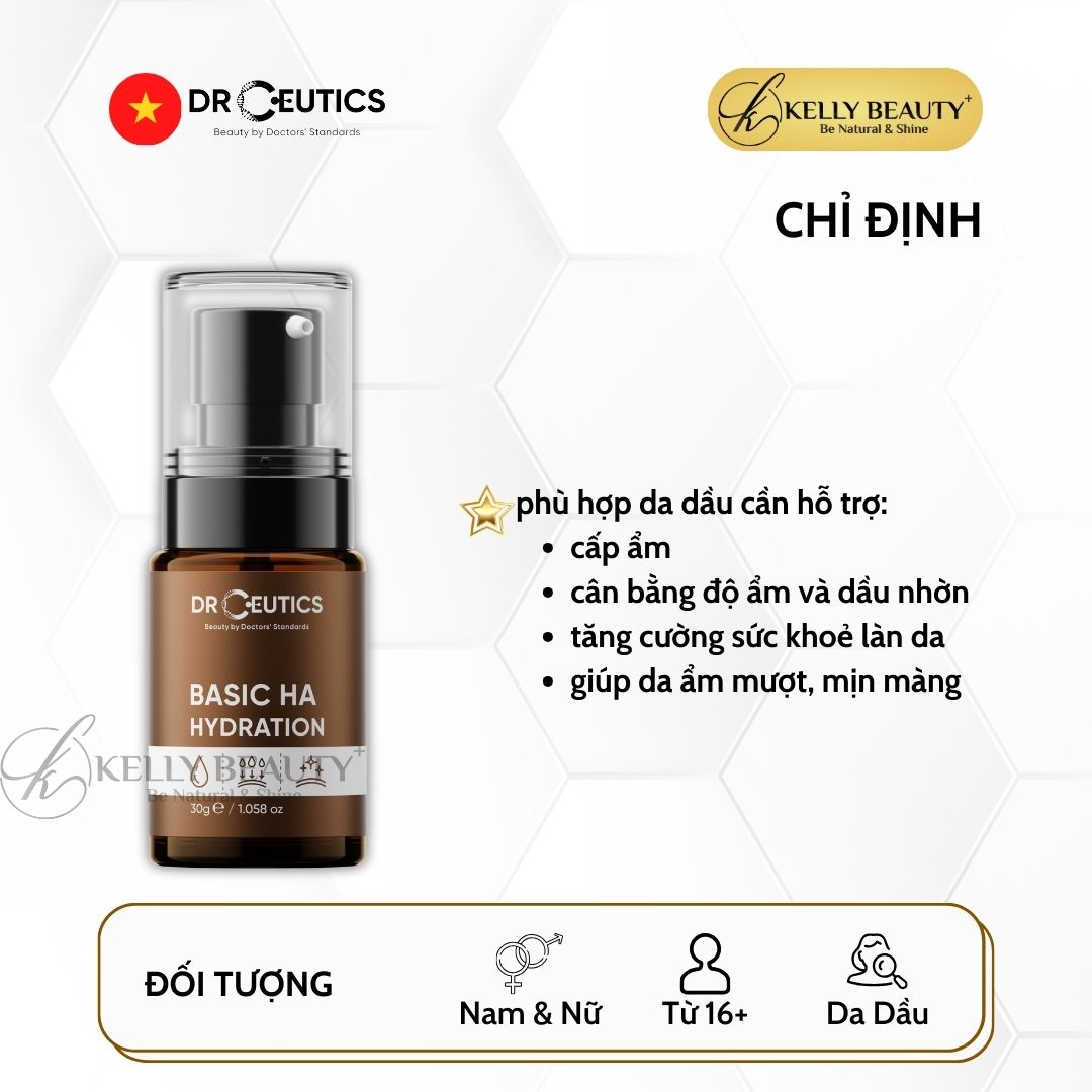 Tinh Chất Cấp Ẩm Cho Da Dầu Drceutics Basic HA Hydration | Kelly Beauty