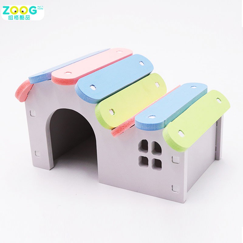 [Hoàn tiền 10%]Nhà gỗ cầu vồng cho Hamster