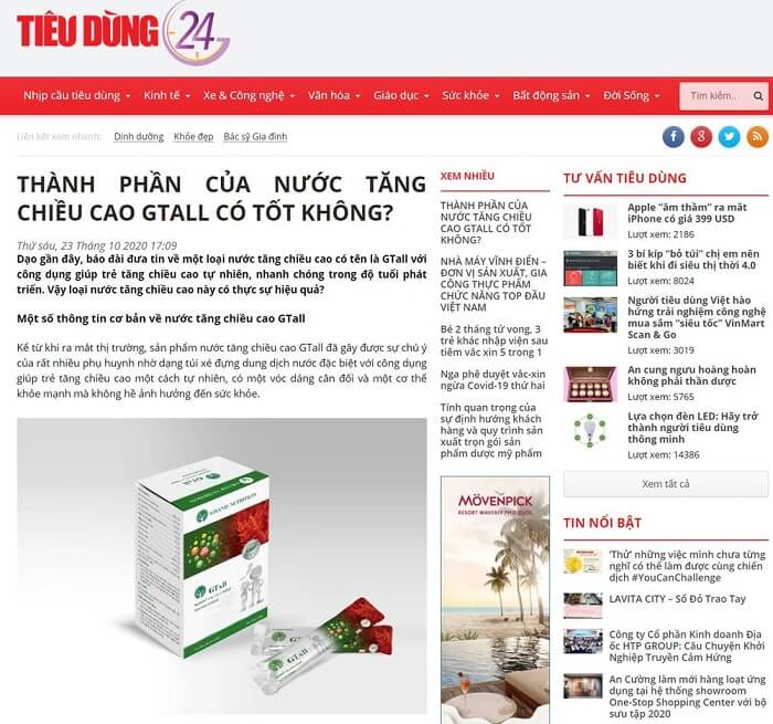 NƯỚC TĂNG CHIỀU CAO G-TALL   -   GTALL (HỘP 20 GÓI 10ML/GÓI) - TS001