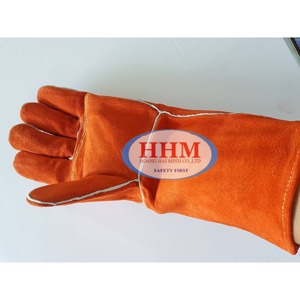 Găng tay da thợ hàn WW016 màu cam