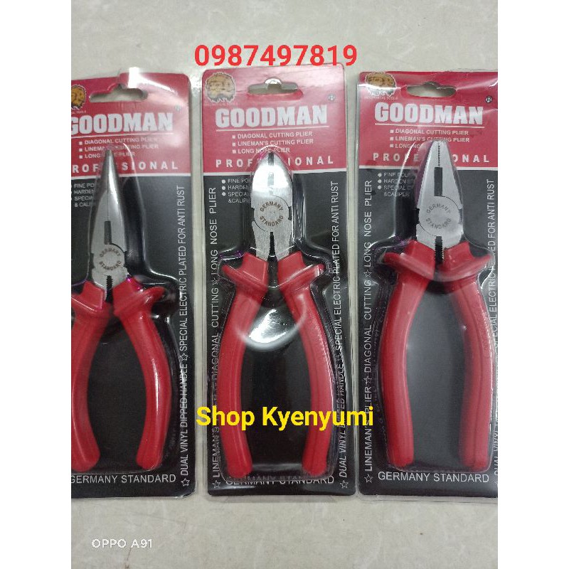 Combo 3 Kìm GoodMan Cắt Điện Nhọn 6 in