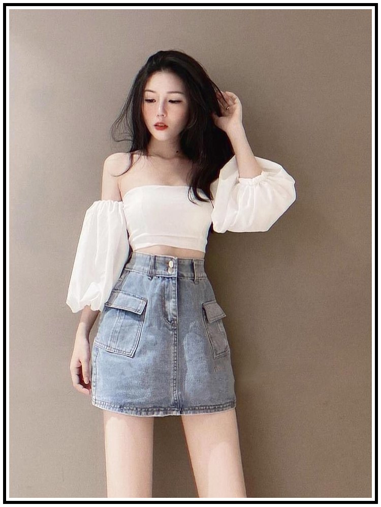 Chân váy jean nữ HAI TÚI HỘP hai bên + hai cúc kiểu siêu hot -s5v-13