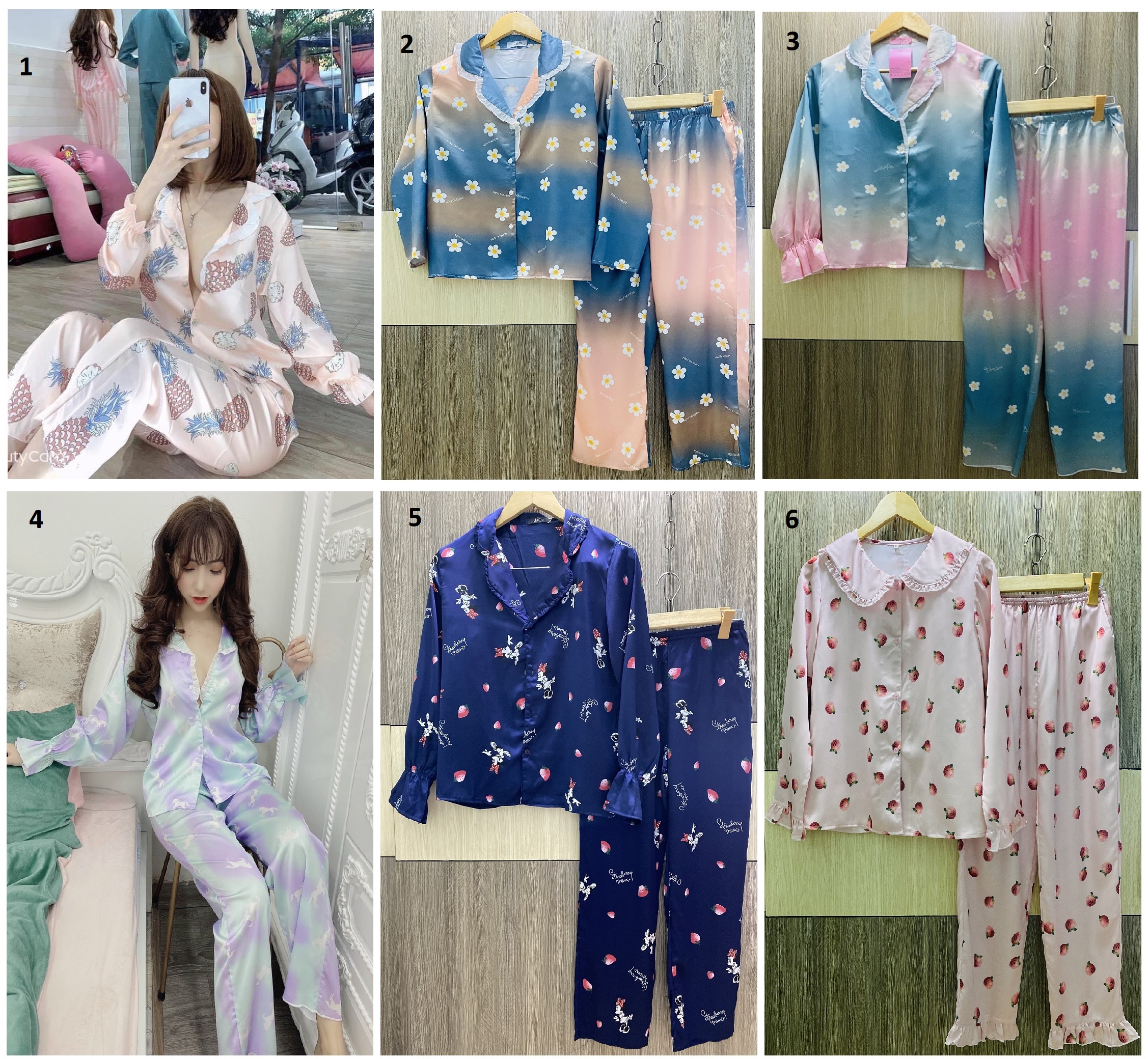 Đồ Bộ Lụa Satin Phong cách Tiểu Thư