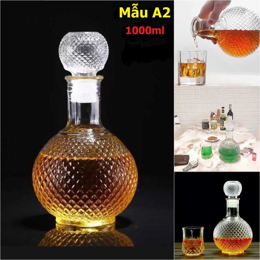 Glass wine bottle 1000ML – Ground form, diamond shape – A2 pattern - 1 bottle