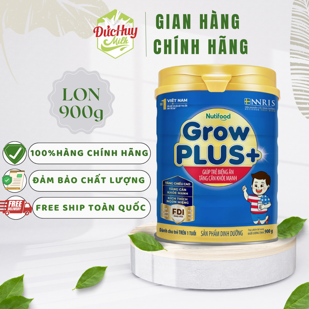 Sữa bột Nuti GrowPlus xanh 900g (Mới) cho trẻ trên 1 tuổi | - Dinh dưỡng cho trẻ em | - Hỗ trợ phát triển toàn diện | - 100% hàng chính hãng | - Đảm bảo chất lượng