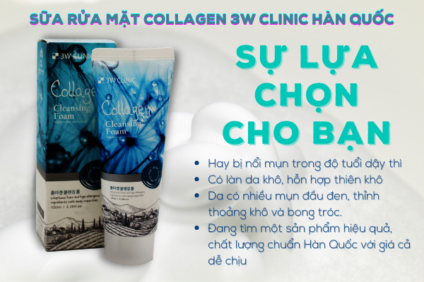 Sữa Rửa Mặt Collagen 3W Clinic Foam Cleansing 100ml