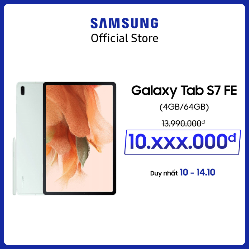 Máy tính bảng Samsung Galaxy Tab S7 FE - Tặng bookcover - Bảo hành chính hãng 12 tháng (Không tặng kèm bàn phím) chính hãng