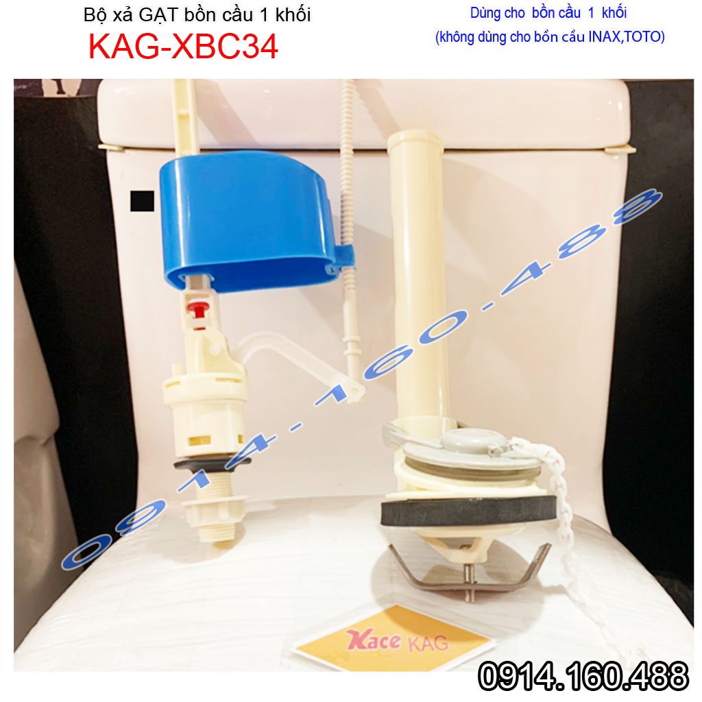 [HCM]Bộ xả cầu 1 khối tay gạt KAG-XBC34 cho cầu Caesar American, Ruột thùng nước xí bệt liền khối xả trung D80mm gạt êm sử dụng tốt