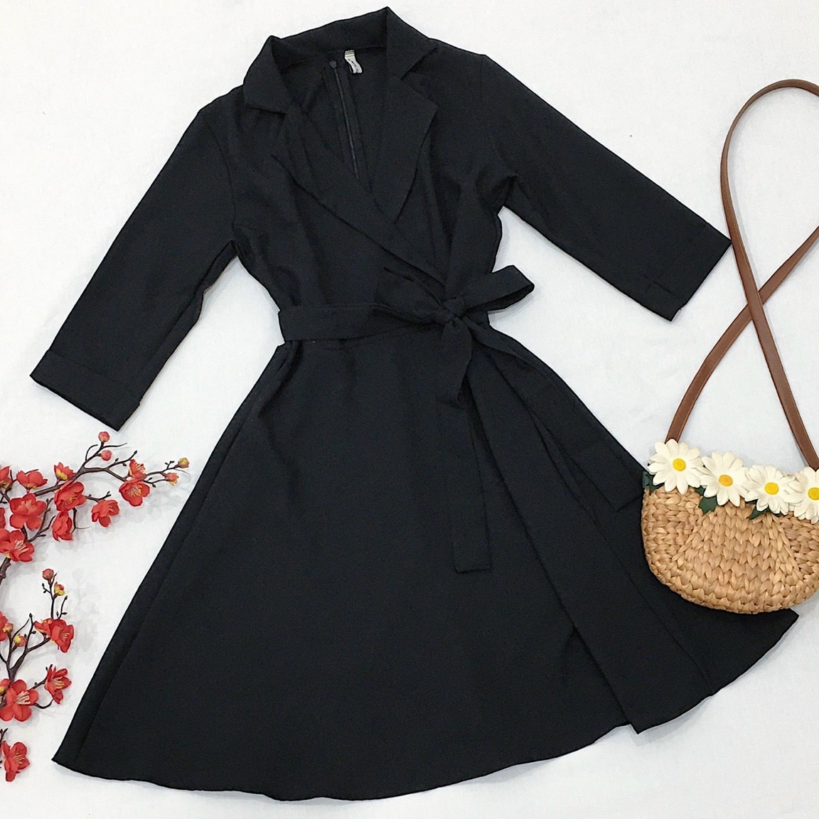 Đầm cổ vest 2 màu