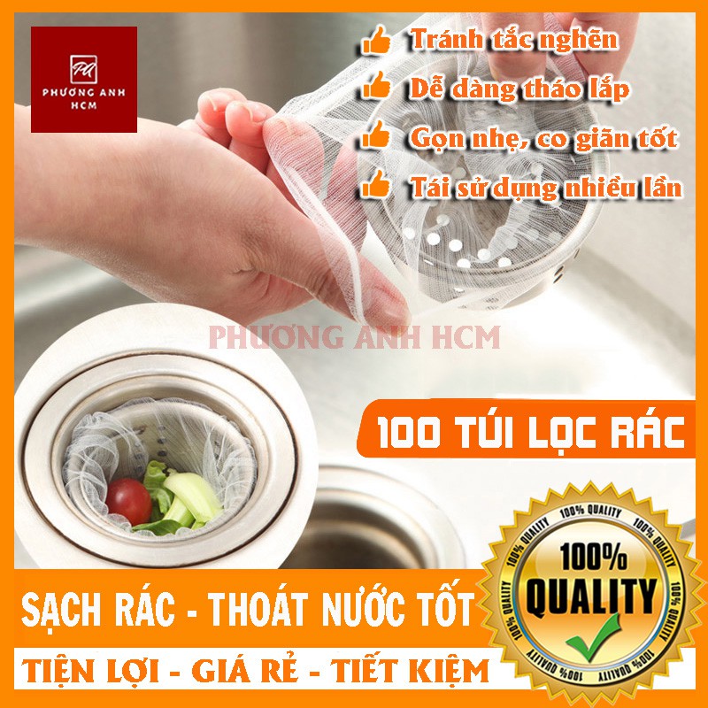 [HCM]Bộ 100 Túi Lọc Rác Thức Ăn Thừa Thông Minh Cho Bồn Rửa Chén Bát