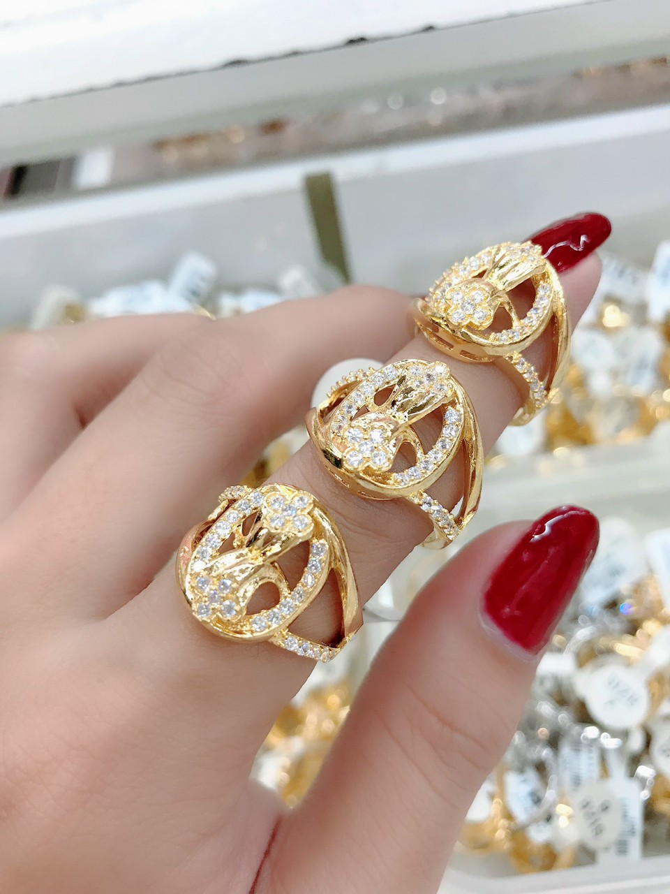 Nhẫn nữ vàng 18k Hoa mùa Xuân đính đá quý  M5 1310 - Bảo hành lên đến 3 tháng - Cực Bền Màu - Hàng Bán Chạy, nhan vang 18k, nhẫn mạ vàng