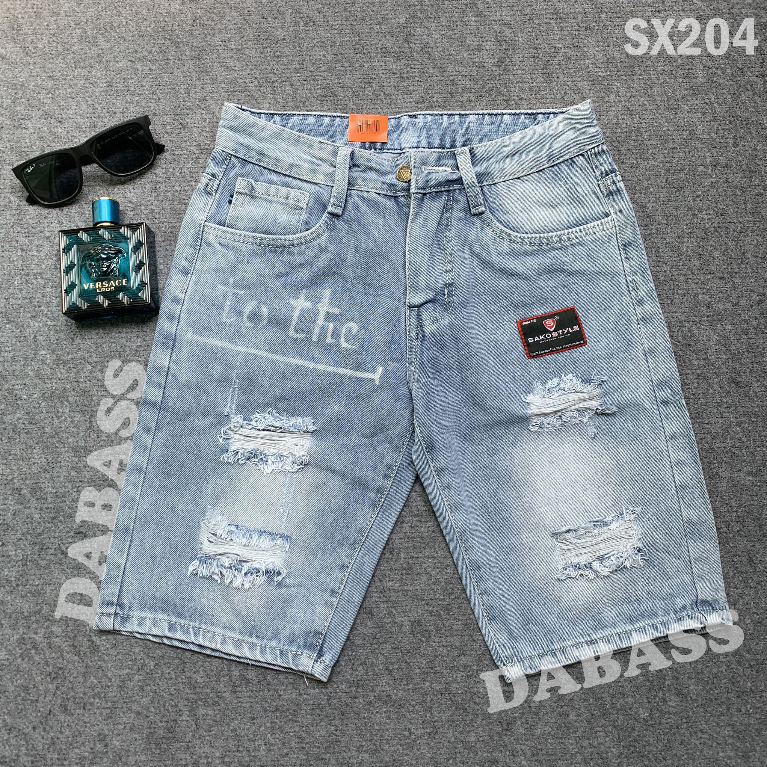 [HCM][Có Video] Quần Short Jean Quần Đùi Lửng Sọt Màu Xanh Nhạt  Phối Rách Cá Tính Hàng Y Hình SX204