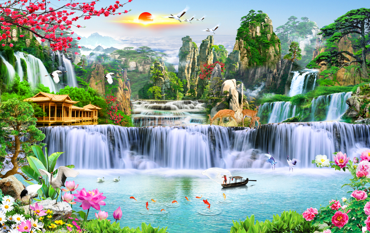Tranh  3d sơn thủy size nhỏ