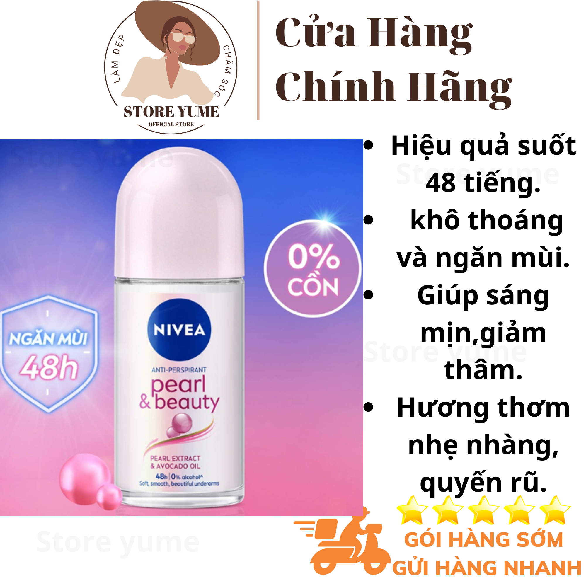 Lăn ngăn mùi nữ Nivea Pearl & Beauty 50ml - Lăn khử mùi Nivea Thái Lan