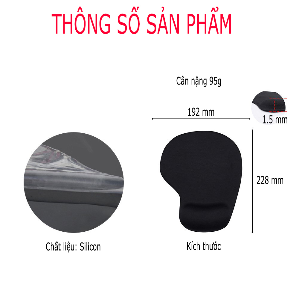 Miếng Lót Chuột Mềm Có Đệm Đỡ Cổ Tay